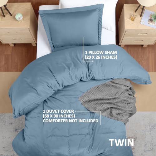 Image of Utopia Bedding Duvet Cover Twin Size - 2 Piece with Zipper Closure - 1 Comforter Cover 68X90 Inches & 1 Pillow Sham 20X26 Inches (Dutch Blue) Comforter Not Included