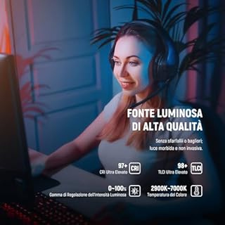 NEEWER 15,5" LED Streaming Key Light, CRI97+ Pannello Luce Video con Clamp Tavolo, Controllo 2.4G PC/Mac iOS/Android APP, Compatibile con Elgato Stream Deck per Gioco Riprese Zoom Call, GL1 PRO Nero