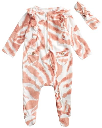 Image of Jessica Simpson Baby Girls' Romper - One Piece Footie Jumpsuit, Hat/Headband - Playwear Clothing for Newborns/Infants, 0-24M
