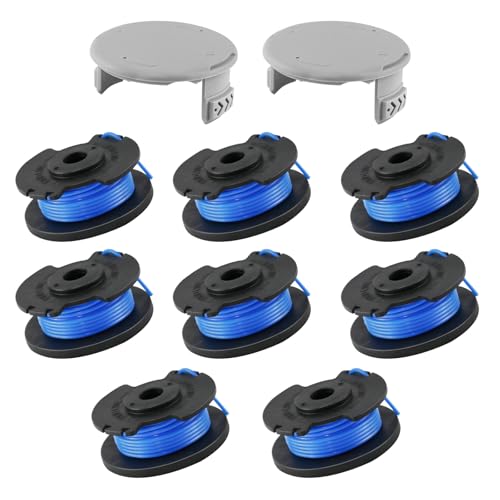 Cragmut String Trimmer Replacement Spool for Ryobi One+ 0.065 Strimmer Spool Compatible with Ryobi 18V 24V 40V Cordless Trimmers Includes 8 Spools & 2 Covers