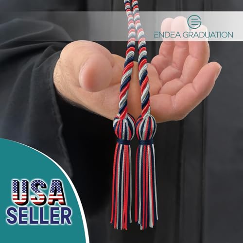 Image of Endea Graduation Double Honor Cord Three-Color (Navy Blue /Red /Silver)