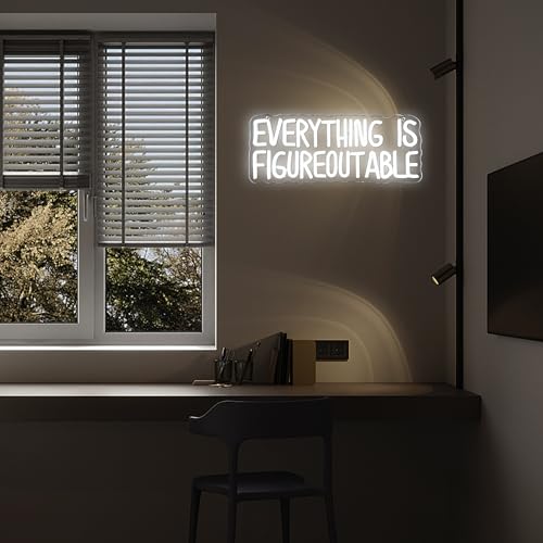 Image of Mutank Everything is Figureoutable Neon Sign, USB Powered Dimmable LED Motivational Neon Light, for Inspirational Office Decor Workspace School Room Desk Wall Decor, Gift For Entrepreneur(15.7*6.2 in)