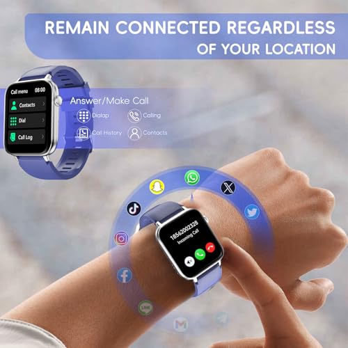 Image of Smart Watch for Men Women Answer /Make Call, 1.85 inch HD Fitness Tracker with 24 /7 Heart Rate & Sleep Monitor, 110+ Sports Modes, IP68 Waterproof Smartwatch, Long Battery Life for Android iOS, Blue