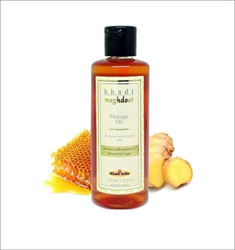 KHADI MEGHDOOT Stronger Muscles and Pain Relief Herbal Massage Oil with Natural Extract of Amla and Ginger (210 ml)
