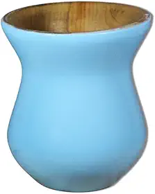 Cuia Madeira Nobre Imbuia Chimarrão Perolizada Azul Pastel