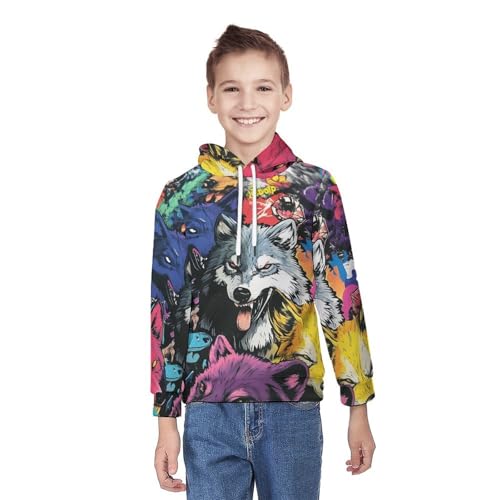 Pull à capuche loup confortable avec manches longues et cordon ajustement idéal automne hiver