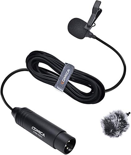Comica XLR Microphone CVM-V02C Cardioid XLR Lavalier Lapel Microphone, Microphone for Camera Canon Sony Panasonic Camcorders Zoom H4n H5 H6 Tascam DR-40 DR-100 Recorders (1 Pack)(5.9ft)