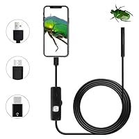 USB Android Endoskop 2,0 Megapixel CMOS HD 2 in 1 wasserdichte Endoskop Inspektionskamera Starre Schlangenkabel für Smartphone Tablet-Gerät EnDoskopkamera Mit Licht Mini Kamera Endoskop Kamera (2m)