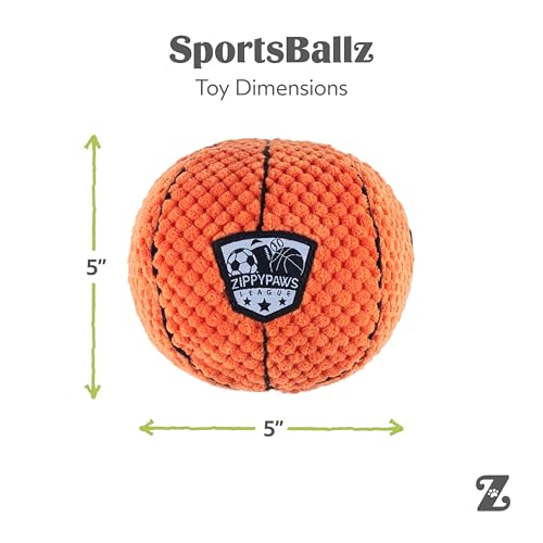ZippyPaws SportsBallz - Dog Squeaky Toys to Keep Them Busy, Funny Plush for Small, Medium, & Large Dogs, Cute Stuffed Puppy Toy, Pet Products, Gift for All Breeds, Interactive Squeaker - Basketball by ZippyPaws - Image 5