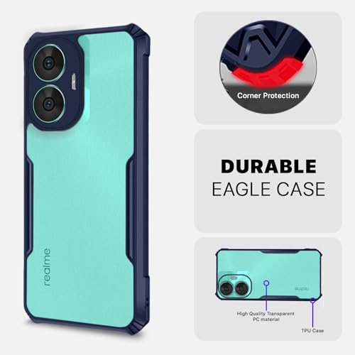 Image of Outlouders Back Cover for Realme Narzo N55 / Realme C55 | Ultra Hybrid Transparent | Full Camera Protection | Raised Edge | Crystal Clear Bumper Case (Blue)