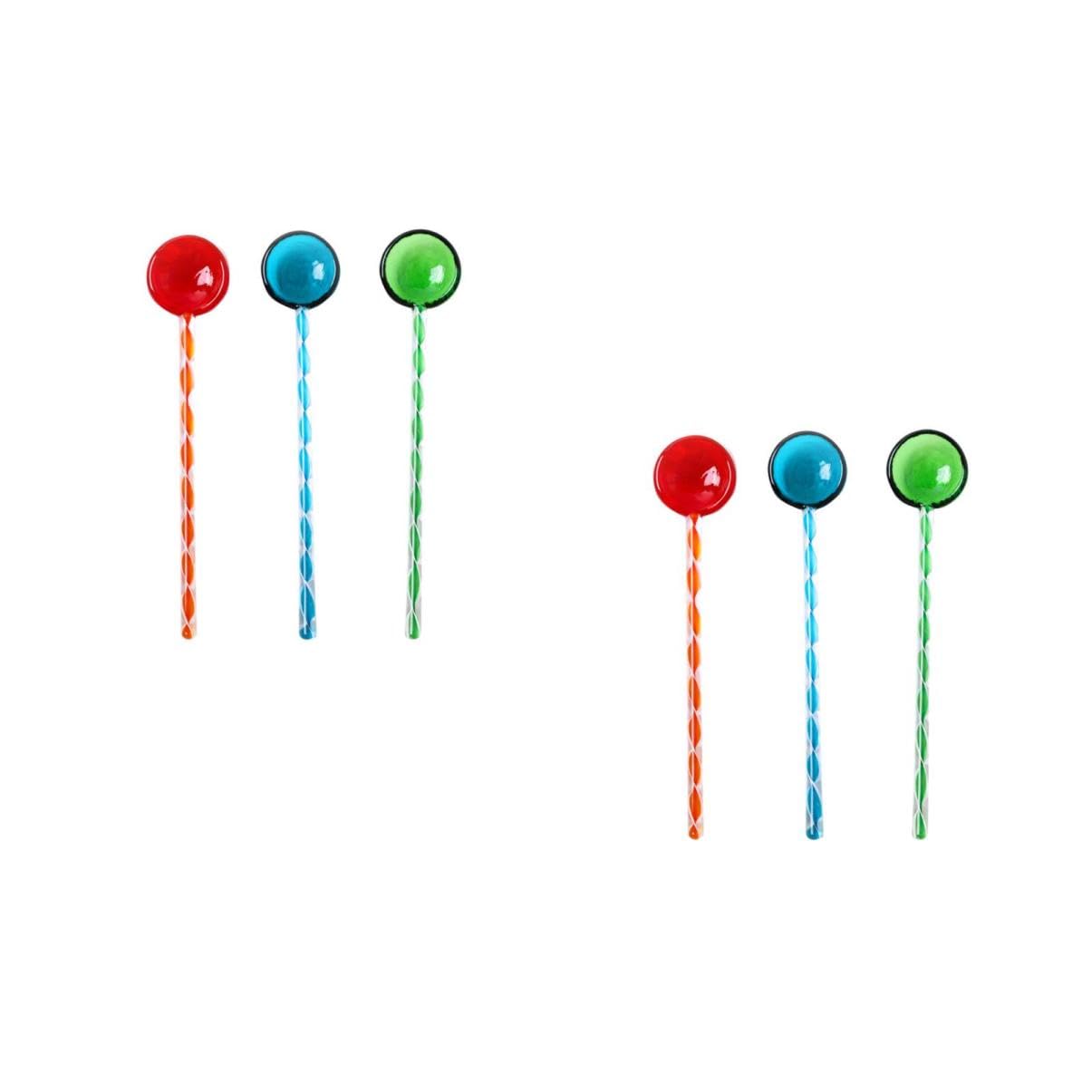 SOLUSTRE 2sets 3pcs Heat Resistant Glass Spoons Long Handle Dessert Coffee and Soup Spoons for Mixing and Serving Easy to Clean for Beverages and Cakes 3pcs*2