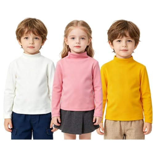Image of Toddler Thermal Shirt Mock Turtleneck Girls Boys Top Long Sleeve