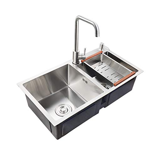 Küchenspüle Edelstahl Einbauspüle Mit Hahnloch und Seifenspenderloch,Flächenbündig/Unterbau Küchenspüle,glatt langlebig rostfrei