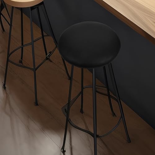 Coussin de tabouret rond en cuir noir Housoutil pour assise chic