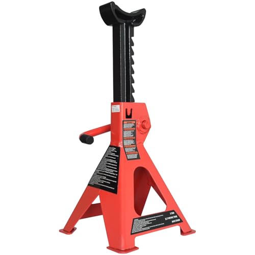 Image of Double Saftey Steel CAR Double Locking Jack Stand with Heavy Duty SELF Locking Ratchet Handle with Saftey PIN (3 TON)