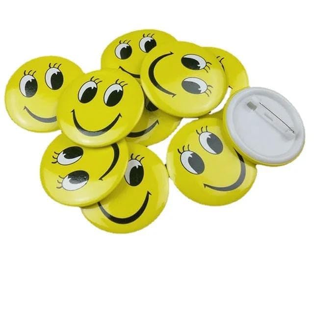 VTL Smily Face Badges Plastic Round Shape Button Pin Smily Face Badge for Students Colleges, Backpack, Bags, Size-30mm-3cm,(Small) Pack of 20 Pcs