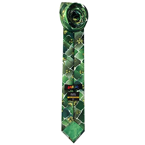 Jerry Garcia Men's St. Patrick's Day Green Shamrocks Clovers Black Diamond Irish Plant Person Artwork Regular Neck Tie #TOP1