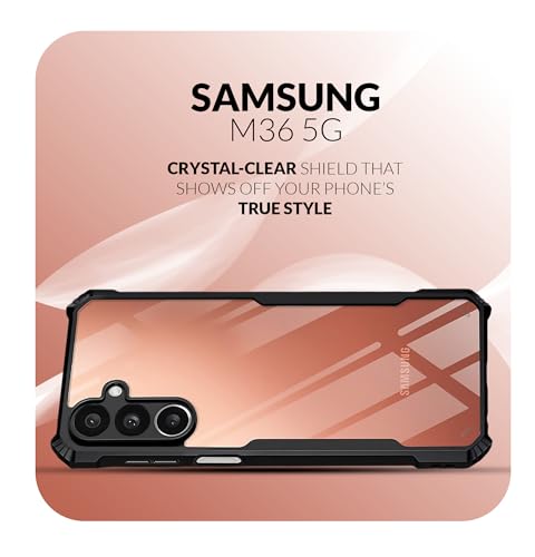 Image of Back Cover Case + Screen Protector for Samsung Galaxy M36 5G | Transparent Black | TPU & PC Anti Yellow Mobile Phone Case Cover for Samsung Galaxy M 36 / M36 5G | 360 Degree Protection