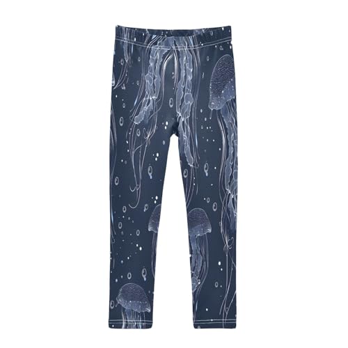 Bolaz Toddler Girls Leggings Printed Yoga Pants Leggings Dark Blue Jellyfish for Kids