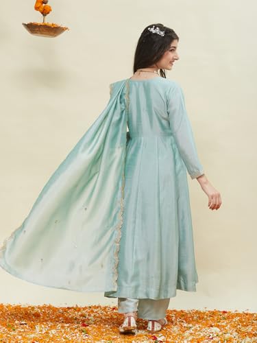 Image of Curly Tales Girls Embroidered Kurta Set with Dupatta | Festive Ethnic Wear for Girls | Stylish Suit Set for Weddings & Celebrations