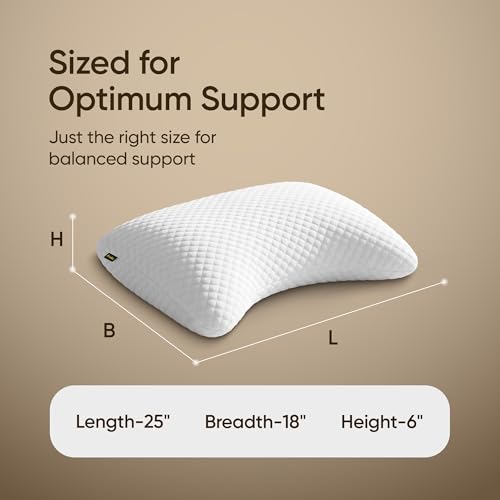 Image of Frido Crescent Adjustable Pillow for Side Sleepers, Ergonomic Neck & Shoulder Support, Customizable Loft, Cooling Airflow & Adaptive Comfort for Better Sleep, Half-Moon Shape Design, White