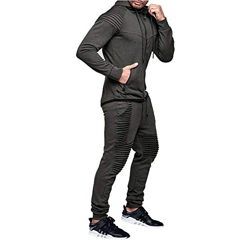 Amropi Men'S Casual Tracksuit Full Zip Hoodie Sweatsuit Jogging Sports Athletic Sweat Suits Grey thumb #1