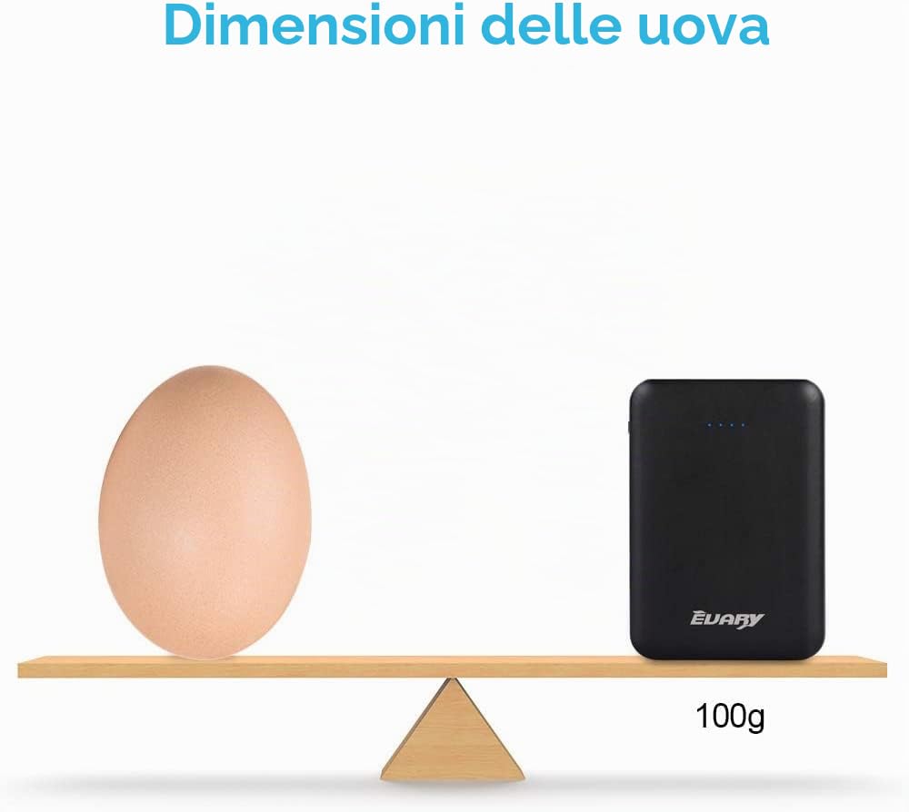 Mini Power Bank 5000 mAh batteria esterna portatile con cavo bianco e nero