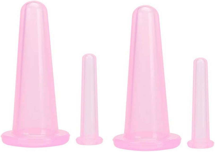 Natural Silicone Massage Cup, Anti Cellulite Facial Cupping Therapy for Face Neck Body, Vacuum Suction Massage Cups, Anti-Aging Beauty Tool (Pink)