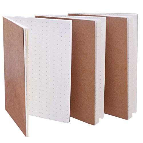 BronaGrand 3 Pack Dotted Notebook Journal Pocket Memo Book 3.5 x 5 in- Thick Dot Grid Paper - Total 96 Sheets / 192 Pages