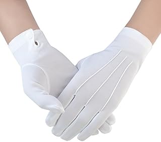 JISEN Men Police Formal Tuxedo Honor Guard Parade with Snap White Nylon Gloves