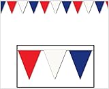 Beistle 50700-RWB Red Blue Outdoor Pennant Banner, 17 by 120-Feet