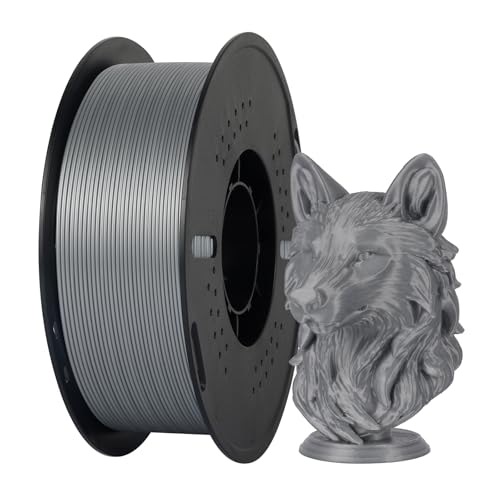 Image of Kingroon PETG 3D Printer Filament, High Strength, Low Warping, Odorless, Dimensional Accuracy + /- 0.02 mm, 1kg Spool(2.2lbs), 1.75 mm, Brushed Silver
