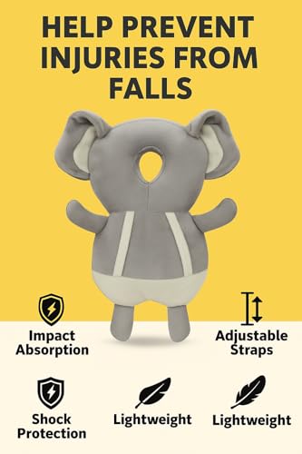Image of Shark Doo Doo Baby Head Protector Cushion for 6-24 Months | Soft Plush Safety Backpack for Toddlers | Adjustable Straps, Anti-Fall Pillow for Infants (Elephant)