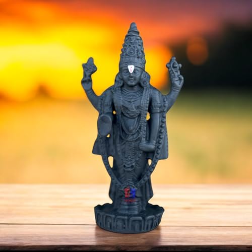 Image of Tirupati Balaji Idol for Car Dashboard, Venkateswara Swamy murthi, Vaastu Advised Balaji Statue - Tirupati Balaji Murti Idols for Pooja Room (Black 11 CM)