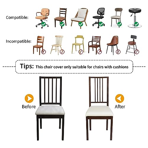 Nibesser WWPIDEZDT005 Waterproof Chair Seat Covers Set Of 4, Pu Leather Dining Chair Seat Covers, Stretch Chair Cover For Dining Room Chairs, Removable Kitchen Seat Cushion Slipcovers Protector thumb #6