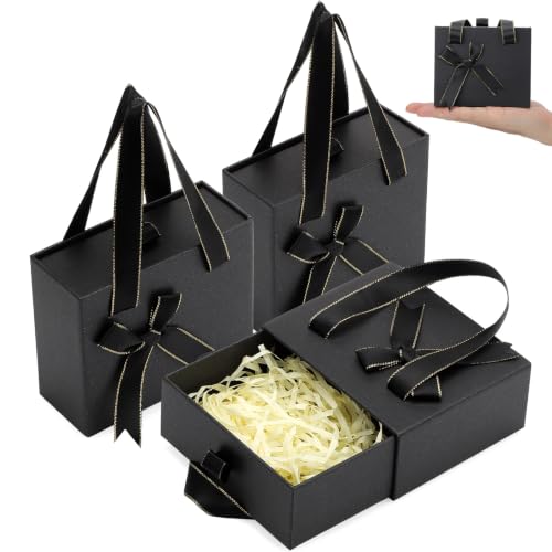Segbeauty 3pcs 4.7x3.9x2'' Mini Black Drawer Jewelry Packaging Gift Boxes