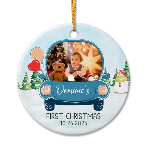 Personalized Baby's First Christmas Ceramic Ornament, Add Picture Baby Christmas Ornament 2025, Custom Photo Name Baby 1st Xmas Ornaments, Photo Frame Baby Ceramic Ornament Gifts for New Baby Newborn