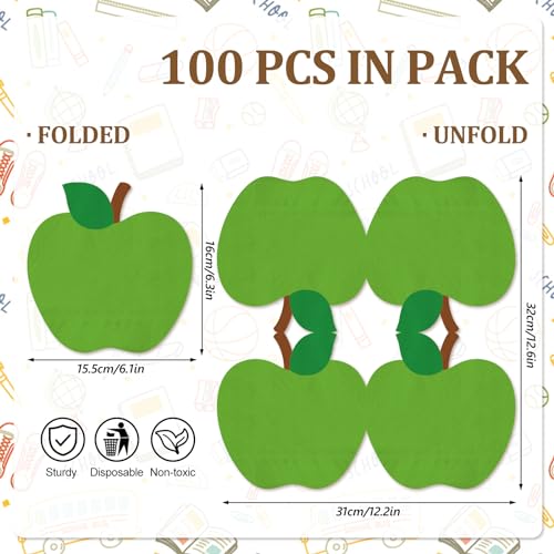 Image of Whaline 100Pcs Back to School Paper Napkin Green Apples Disposable Napkins School Season Luncheon Dinner Napkin for First Day of School Party Supplies
