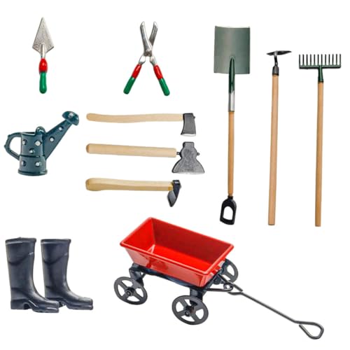 Outils de jardin miniatures pour décorer un coin de verdure à l'échelle 1:12