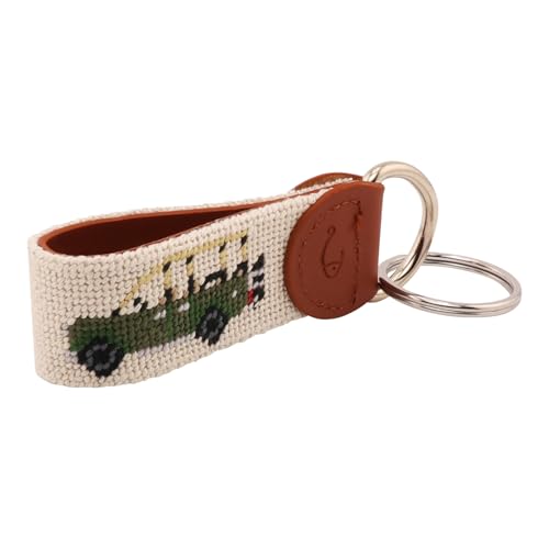 Image of Leather Hand-Stitched Needlepoint Key Fob or Key Chain