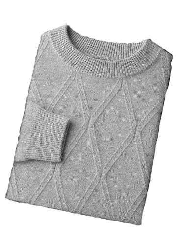 Men's O-Neck Pullovers Sweater Cashmere Diamond Textured Thick Long Sleeve Business Warm Tops
