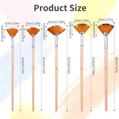 Set de 5 Pinceles Abanico para Pintura BOHUIZ con Cerdas de Nylon y Mango de Madera miniatura 2