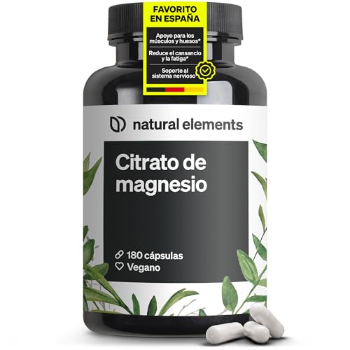 Citrato de magnesio Premium - 2320 mg, de los cuales 360 mg son de magnesio elemental por dosis diaria - 180 cápsulas - Probado en laboratorio y con alta dosificación