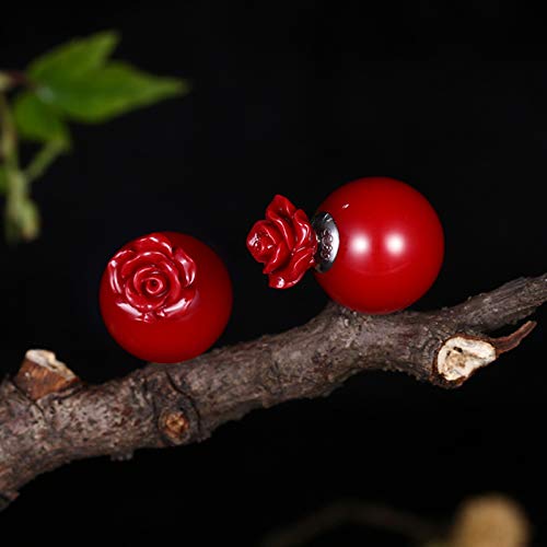 Pendientes de flores plata 925 rojos para mujer KnSam 3