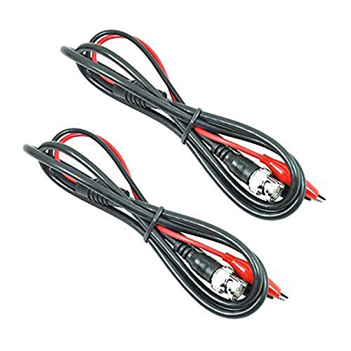 2PCS Wosontel HT324 1m / 39.4inch Length Oscilloscope Test Probe Lead Coaxial Cable BNC Test Leads Set BNC Male Plug Q9 to Dual Banana Head Alligator Crocodile Clip