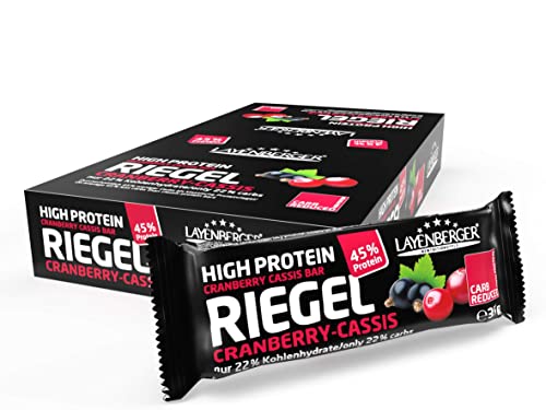 Layenberger High Protein Riegel Cranberry-Cassis mit viel Eiweiß und wenig Zucker (16 g Eiweiß, nur 0,4 g Zucker), 18er Pack (18 x 35 g) Layenberger High Protein Riegel Cranberry-Cassis mit viel Eiweiß und wenig Zucker (16 g Eiweiß, nur 0,4 g Zucker), 18er Pack (18 x 35 g)