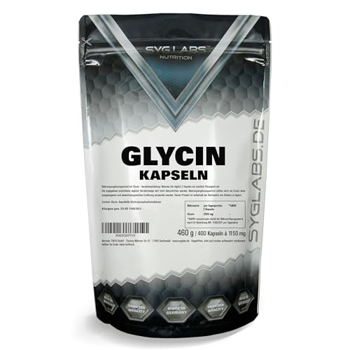 Glycin Kapseln - 1000mg - 400 vegane hochdosierte Kapseln - 2000mg pro Tagesportion - ohne Zusätze - vegan - laborgeprüft