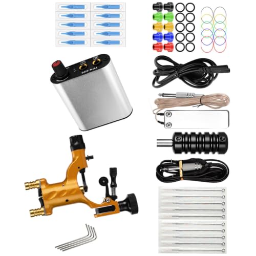 HOMOBABE Kit de Tatuaje Completo Motor Estable de Aleación de Aluminio y Acero Inoxidable Máquina Rotatoria Portátil y Diseño Ligero para Principiantes