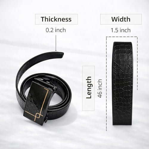 Image of Men's Auto Lock Belt with elegant design | Premium Vegan Leather | Adjustable Ratchet Belt | No Hole Design | Perfect Fit Waist 28-42 Inches for Office