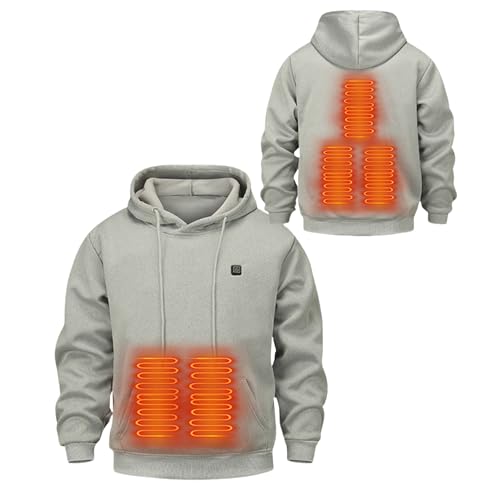 Heated Hoodie for Men Women Thick Warm Hooded Long Sleeve Casual Heating Tops Rechargeable Heated Sweatshirt with USB